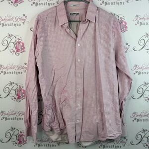 Express long sleeve floral flowers Men's Light Pink Casual Button-Down Shirt